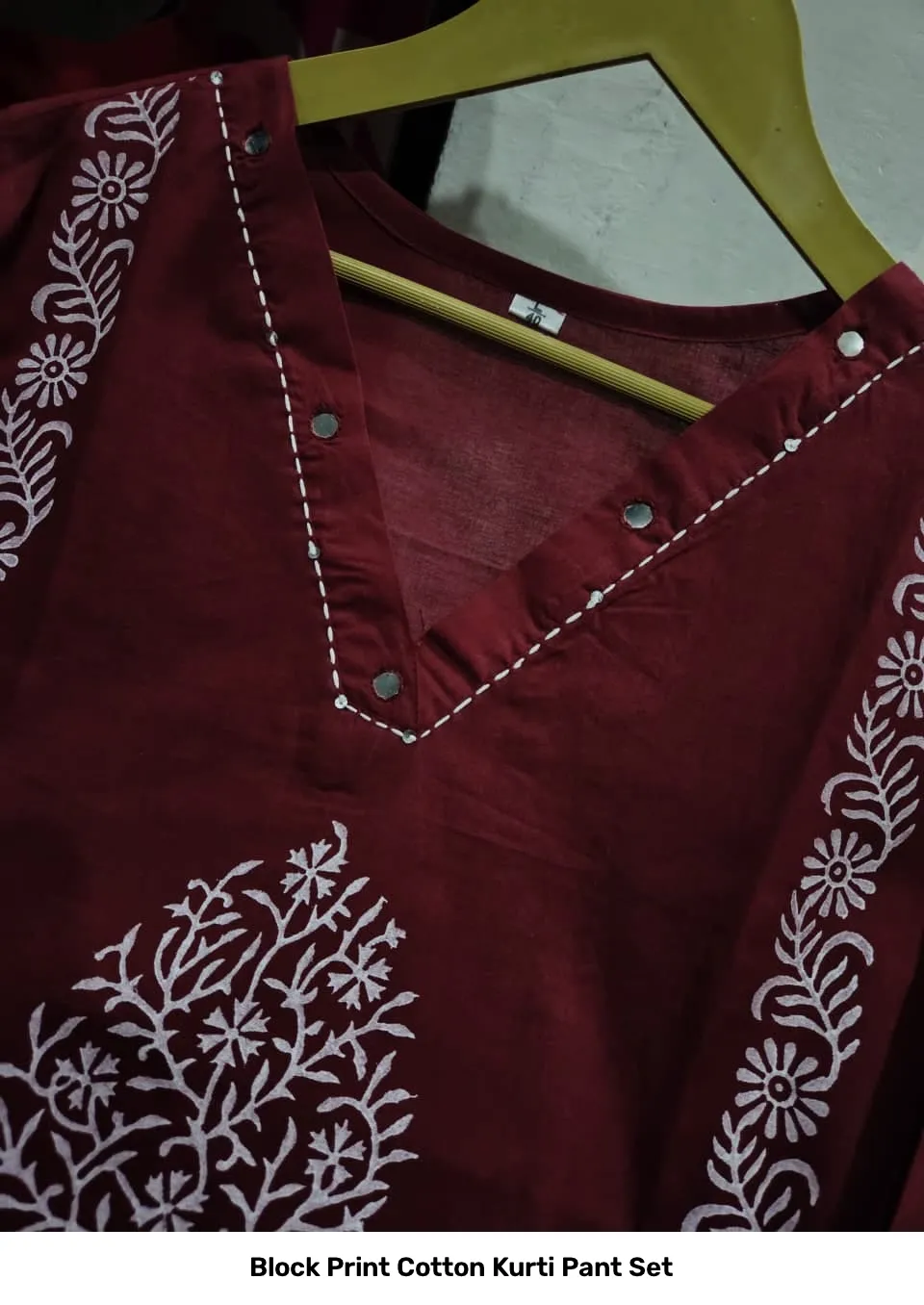 Block Print Cotton Kurti Pant Set 8