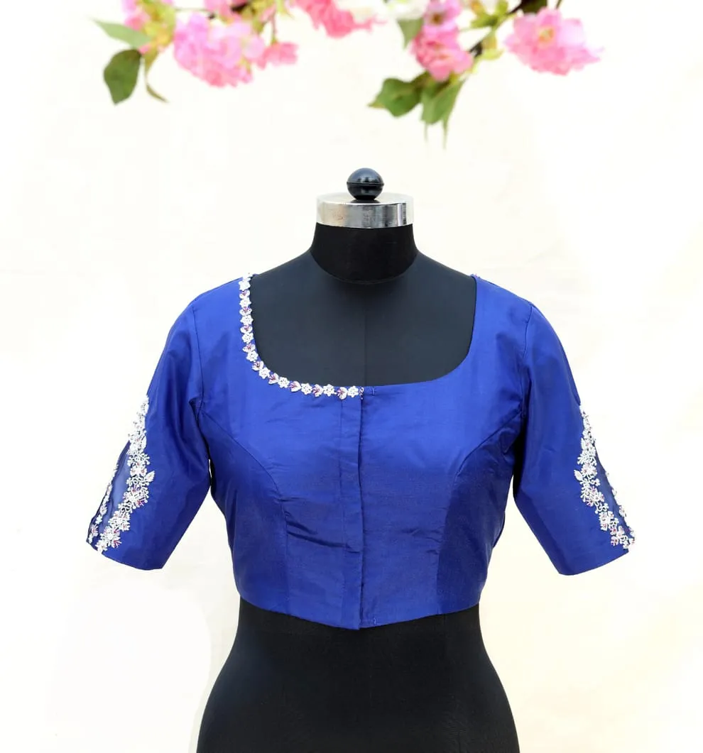 Blue Embroidered Maggam Work Blouse
