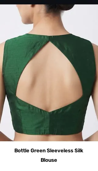 Bottle Green Sleeveless Silk Blouse 2