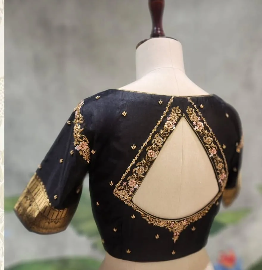 Bridal Embroidered Black Designer Blouse