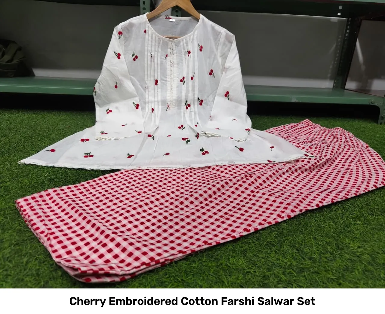 Cherry Embroidered Cotton Farshi Salwar Set 6