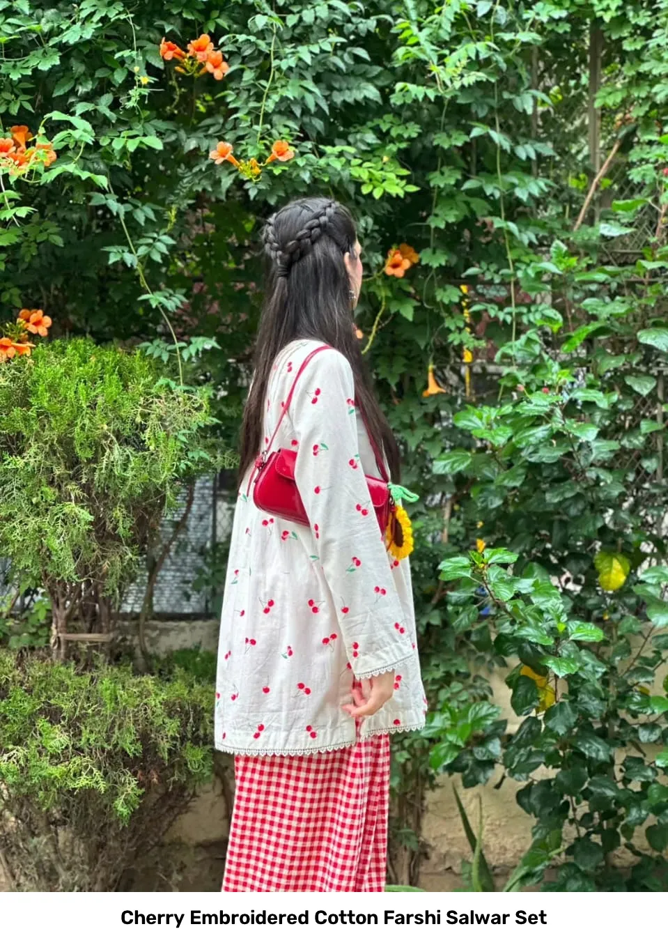 Cherry Embroidered Cotton Farshi Salwar Set 7