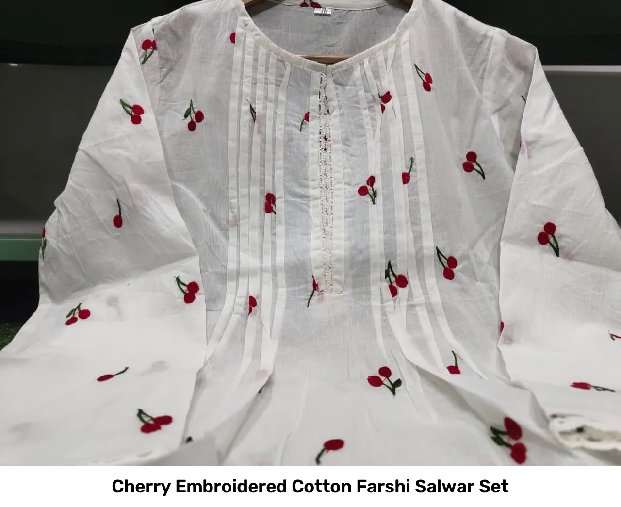 Cherry Embroidered Cotton Farshi Salwar Set 8