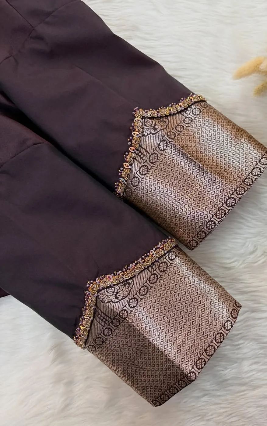 Chocolate Brown Silk Readymade Blouse Wholesale | Designer Heart Cutout Back with Criss-Cross Dori Saree Blouse