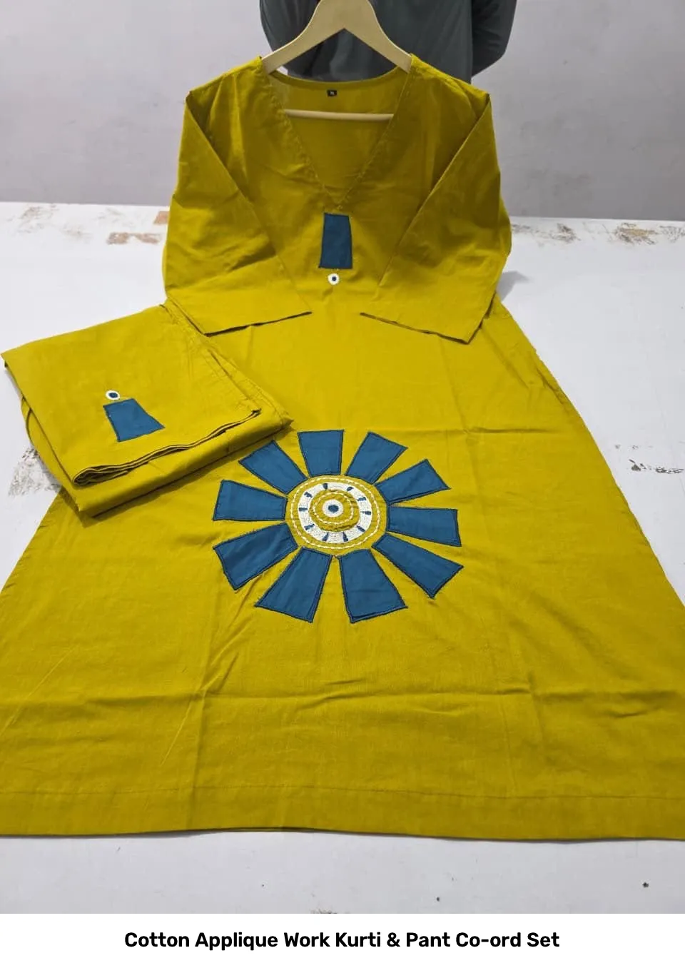 Cotton Applique Work Kurti & Pant Co-ord Set 8