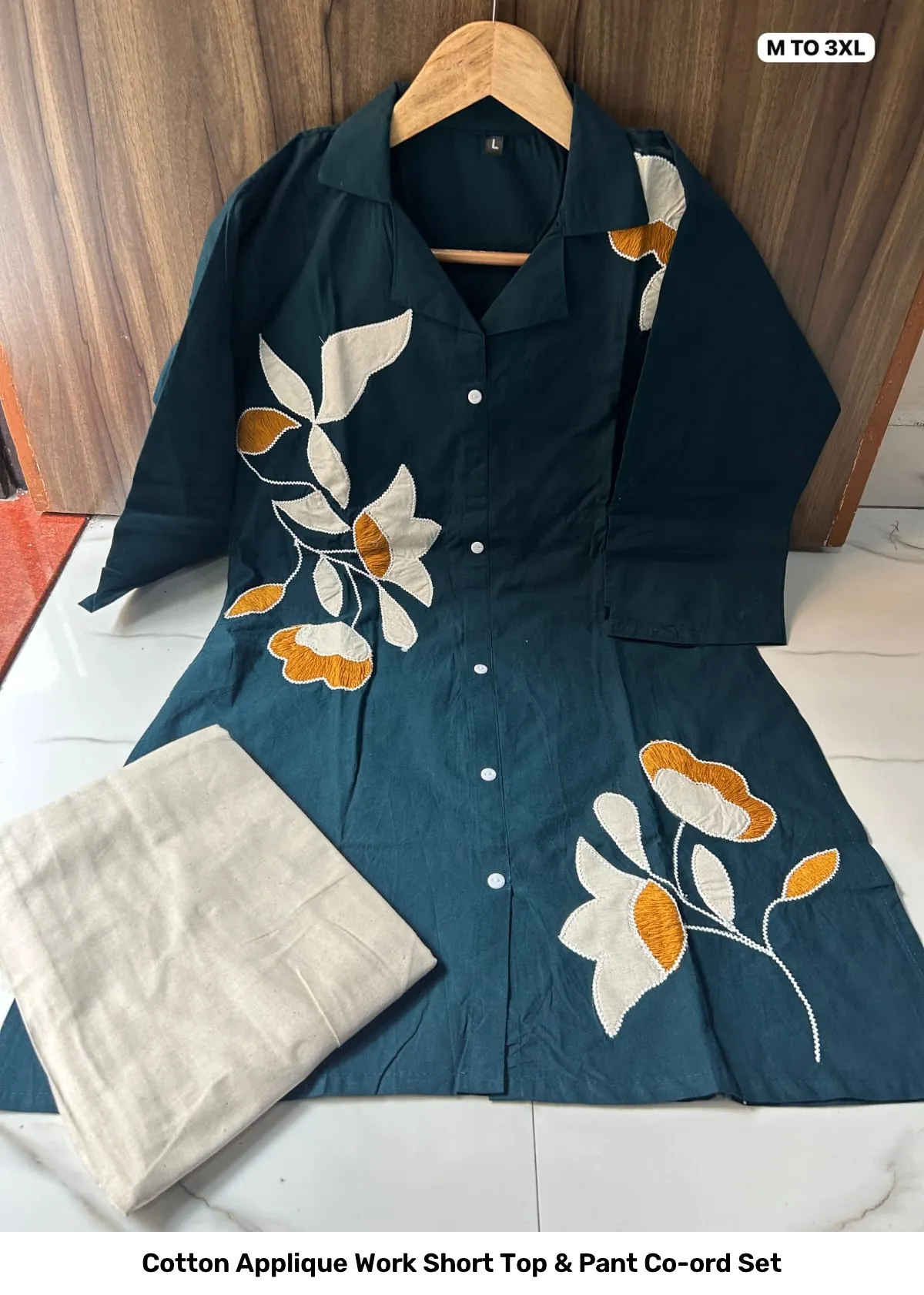 Cotton Applique Work Short Top & Pant Co-ord Set 3
