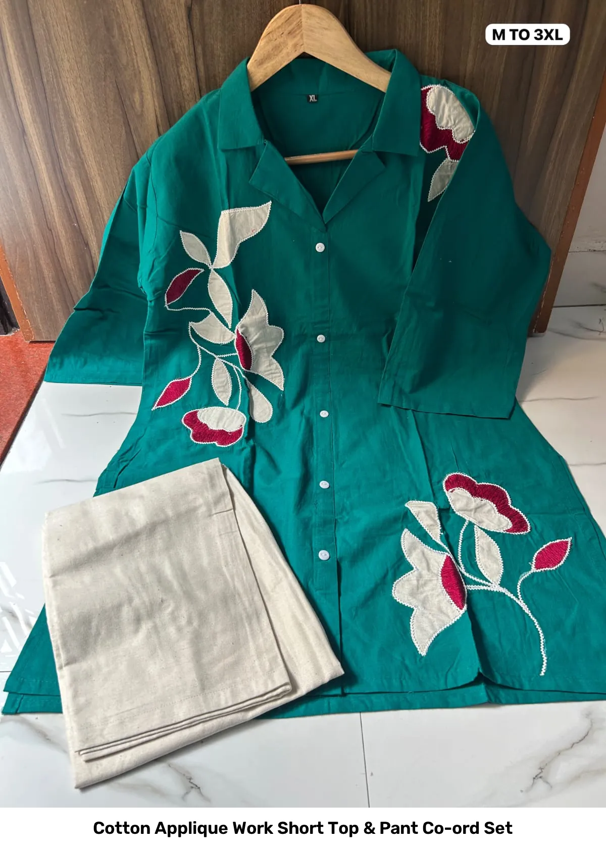 Cotton Applique Work Short Top & Pant Co-ord Set 5