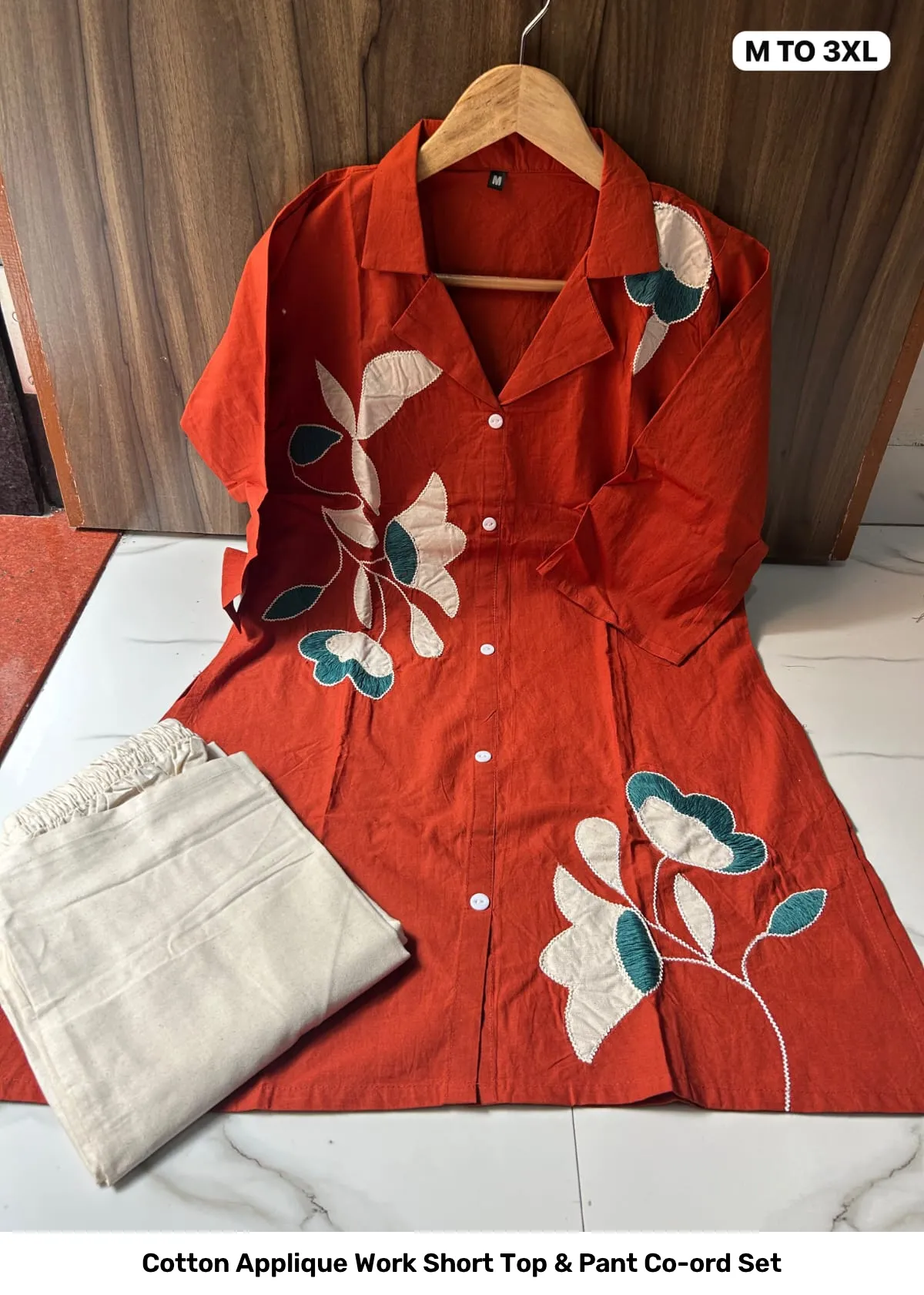 Cotton Applique Work Short Top & Pant Co-ord Set 6