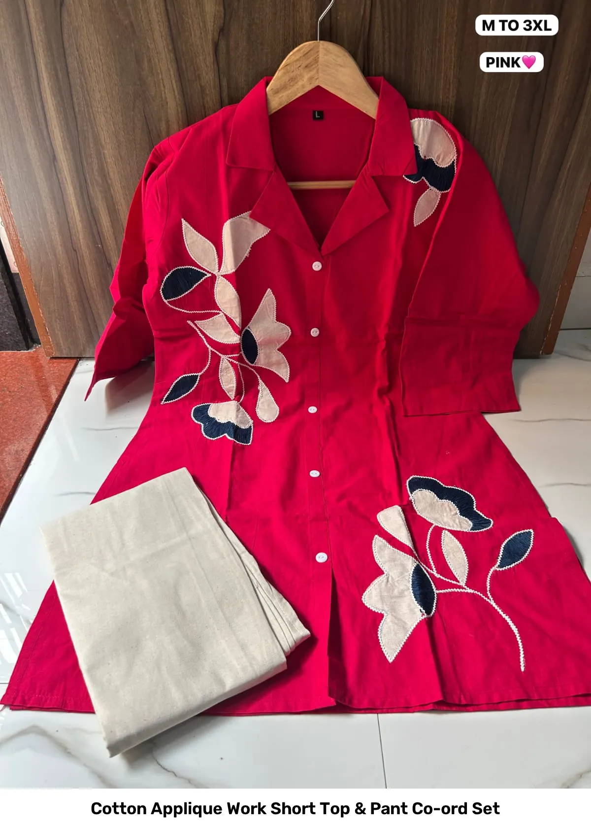 Cotton Applique Work Short Top & Pant Co-ord Set 7
