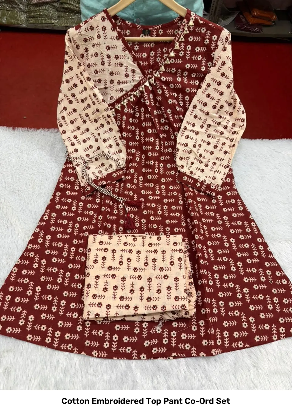 Cotton Embroidered Top Pant Co-Ord Set 10