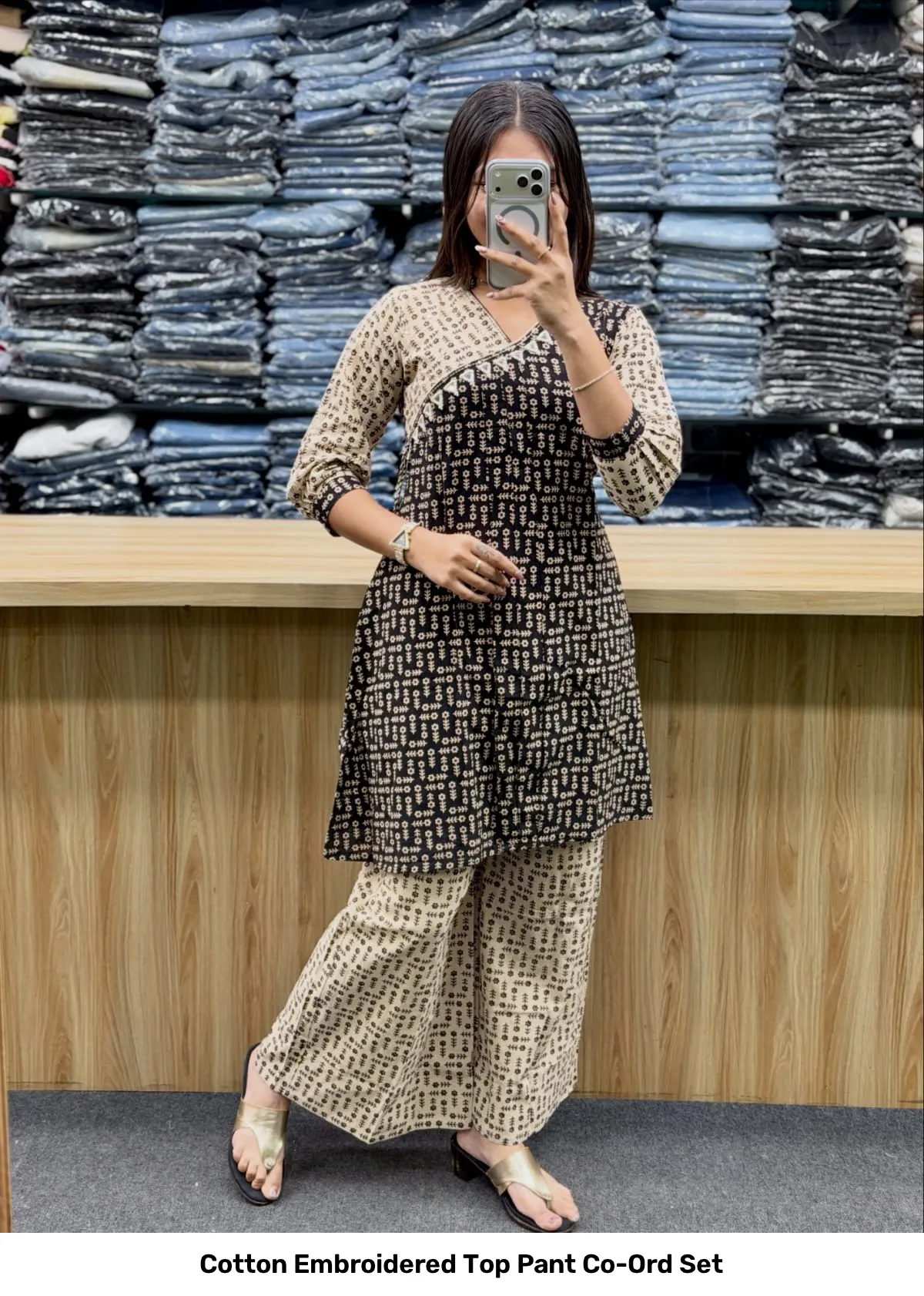 Cotton Embroidered Top Pant Co-Ord Set 3