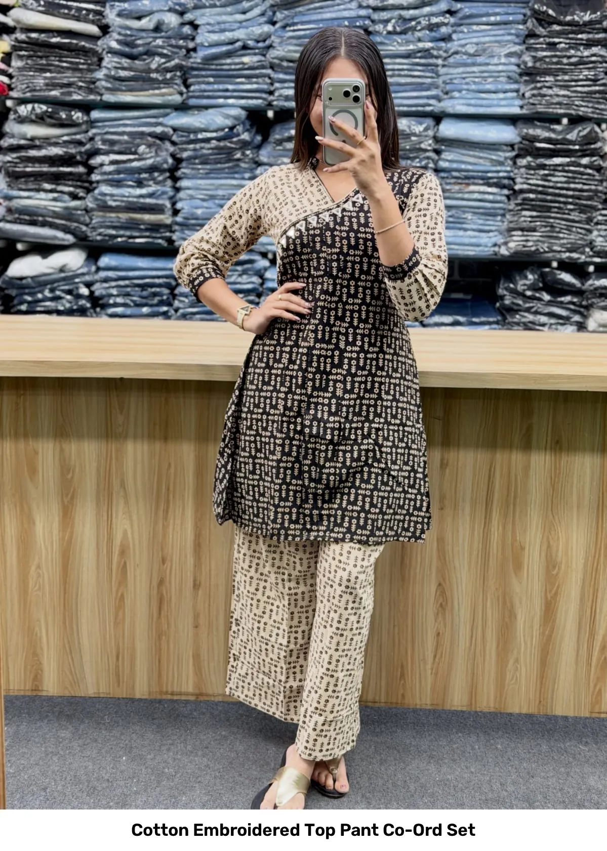 Cotton Embroidered Top Pant Co-Ord Set 6