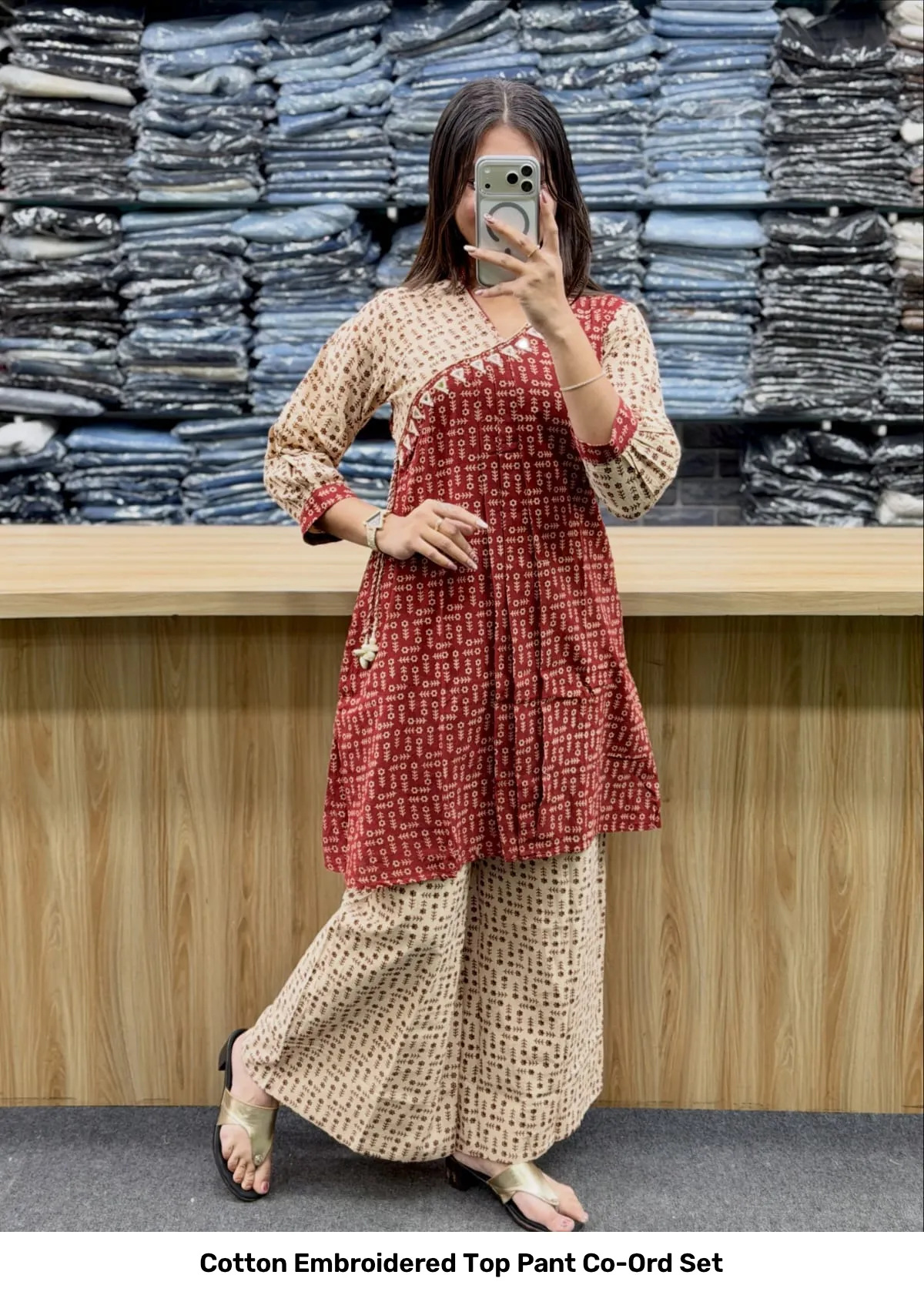 Cotton Embroidered Top Pant Co-Ord Set 8