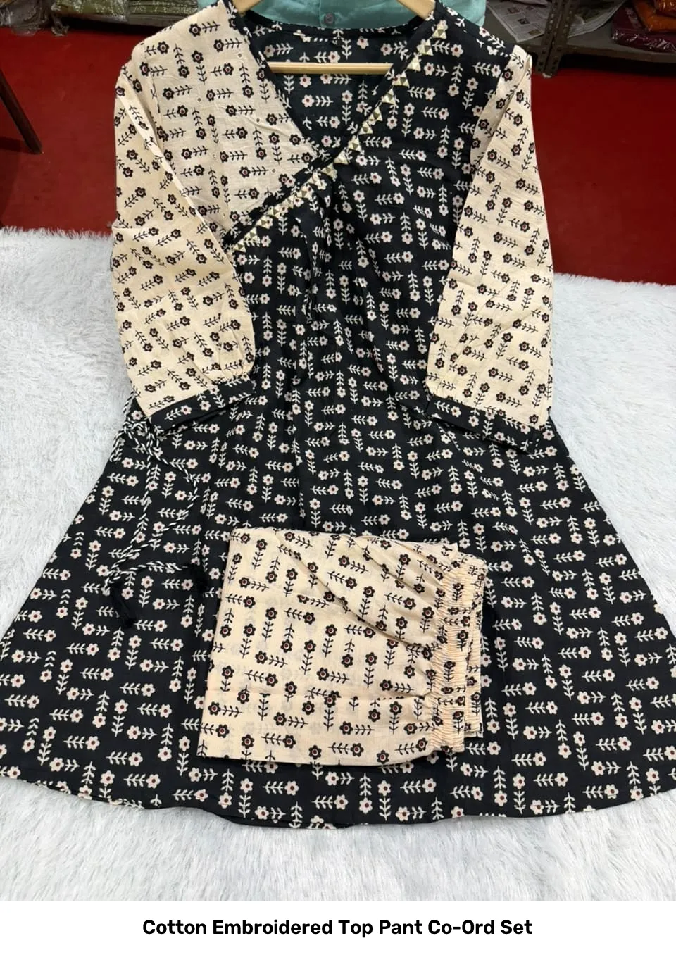 Cotton Embroidered Top Pant Co-Ord Set 9
