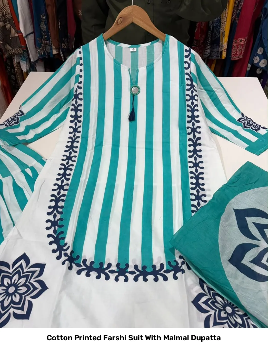 Cotton Printed Farshi Suit With Malmal Dupatta 2