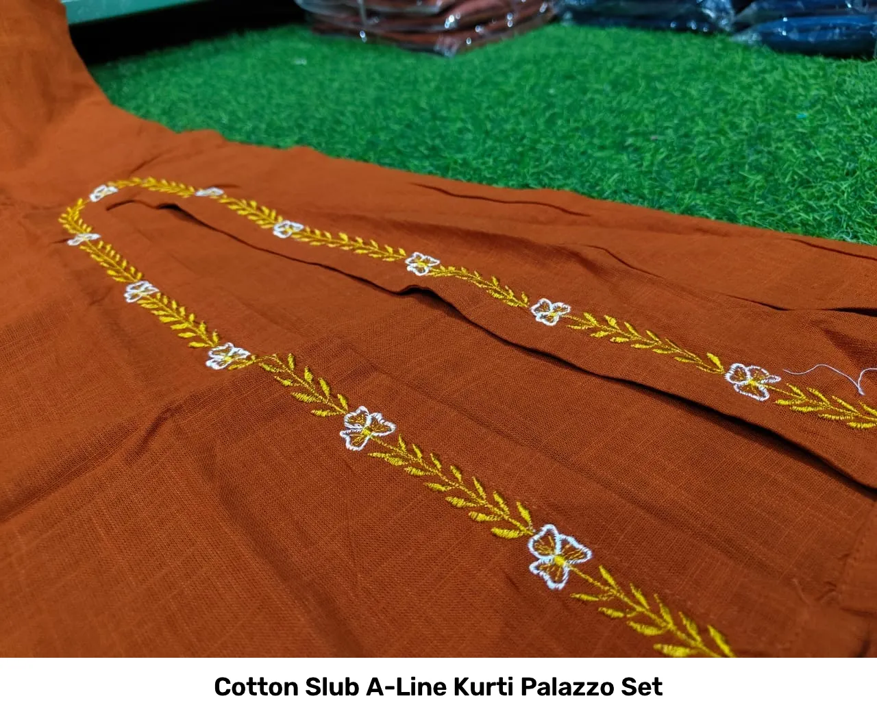 Cotton Slub A-Line Kurti Palazzo Set 13