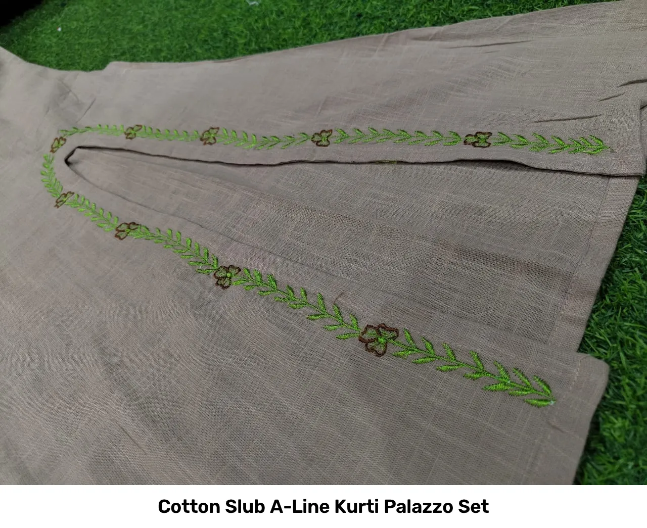 Cotton Slub A-Line Kurti Palazzo Set 14