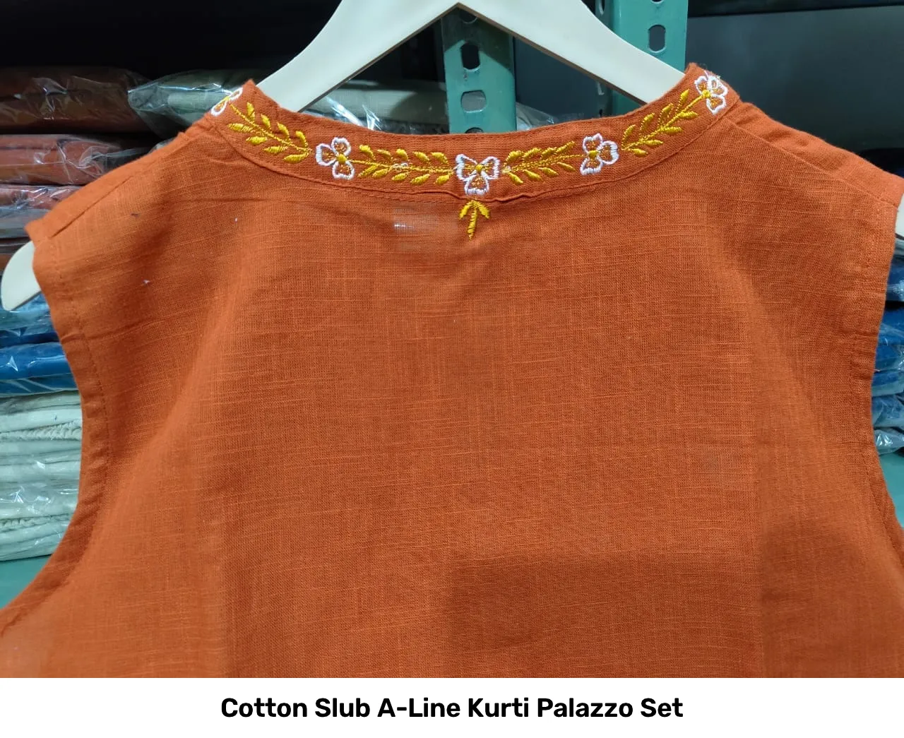 Cotton Slub A-Line Kurti Palazzo Set 3