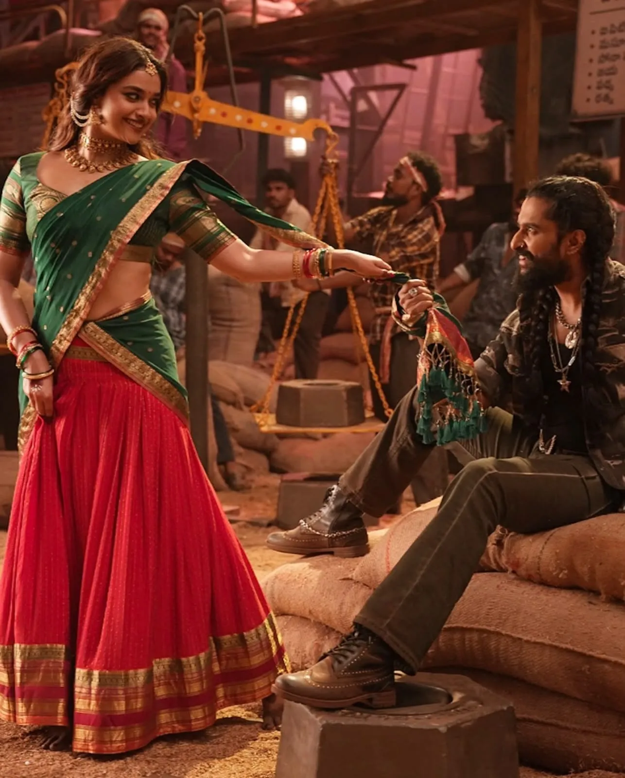 Dasara Movie Keerthy Suresh Soft Silk Zari Lehenga Set