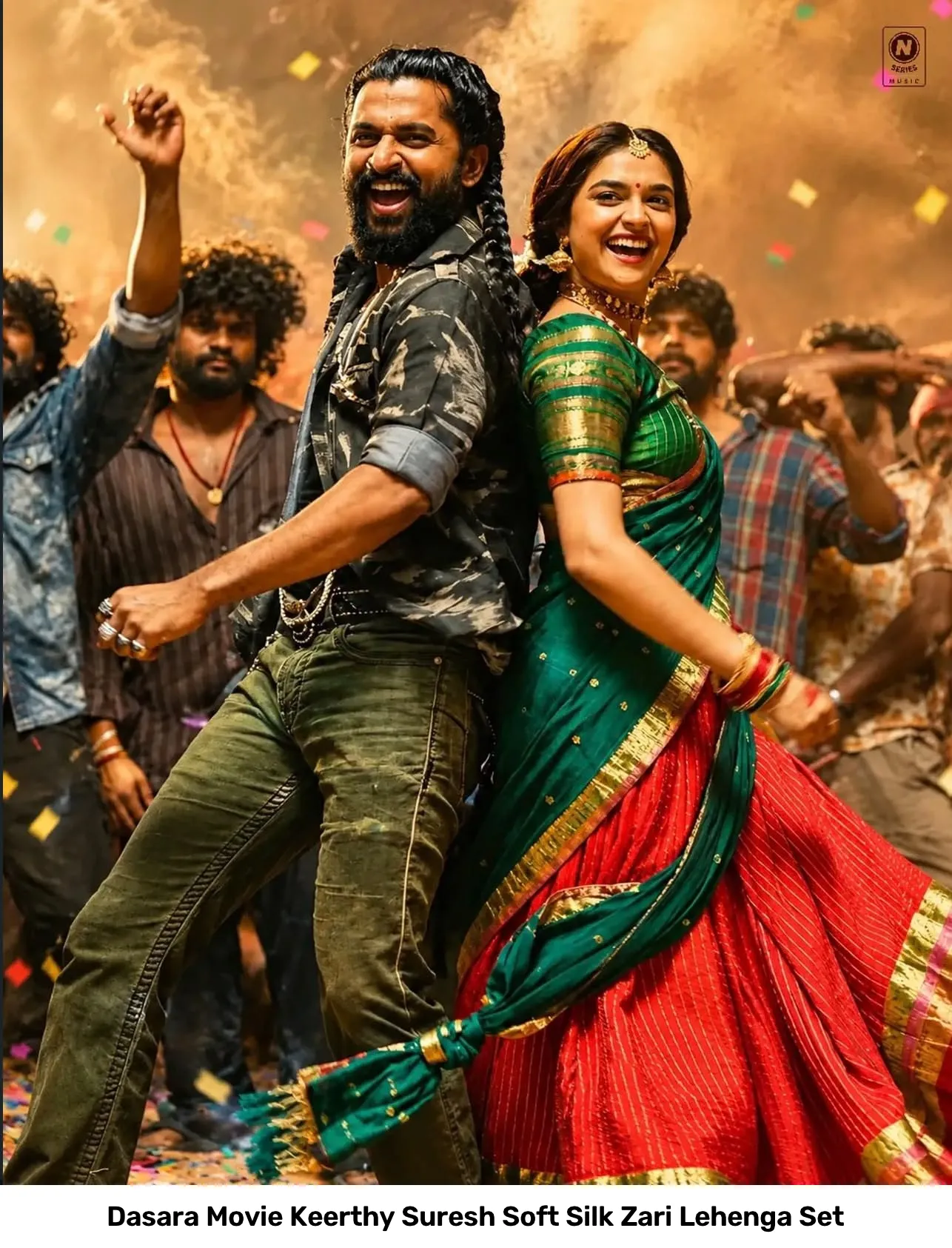 Dasara Movie Keerthy Suresh Soft Silk Zari Lehenga Set 4