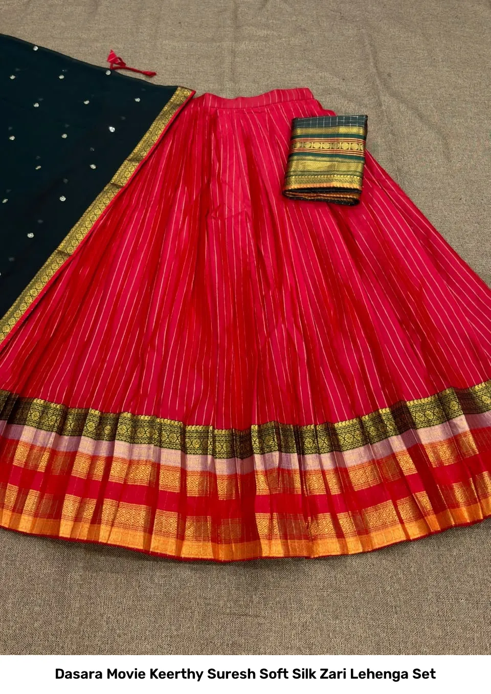 Dasara Movie Keerthy Suresh Soft Silk Zari Lehenga Set 5
