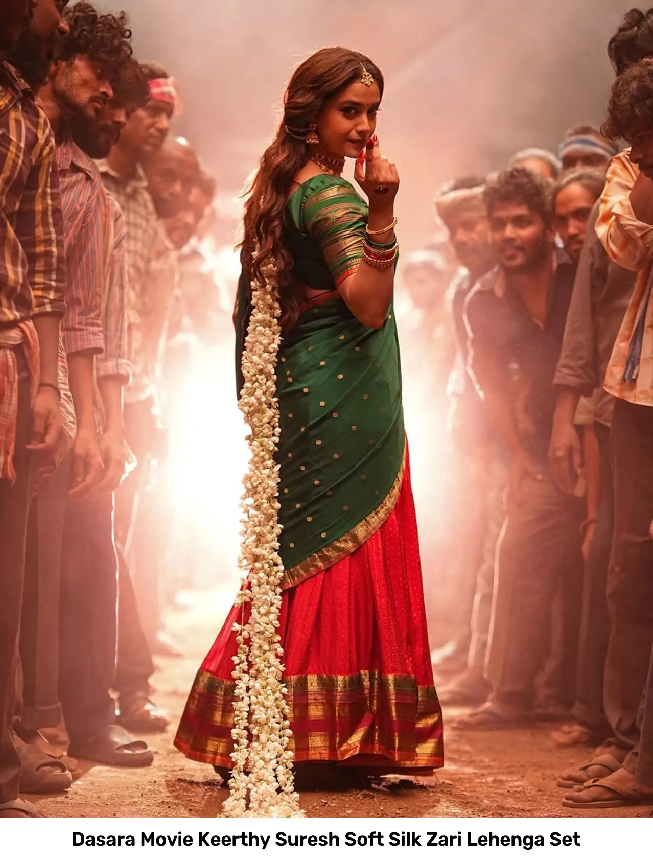 Dasara Movie Keerthy Suresh Soft Silk Zari Lehenga Set 6