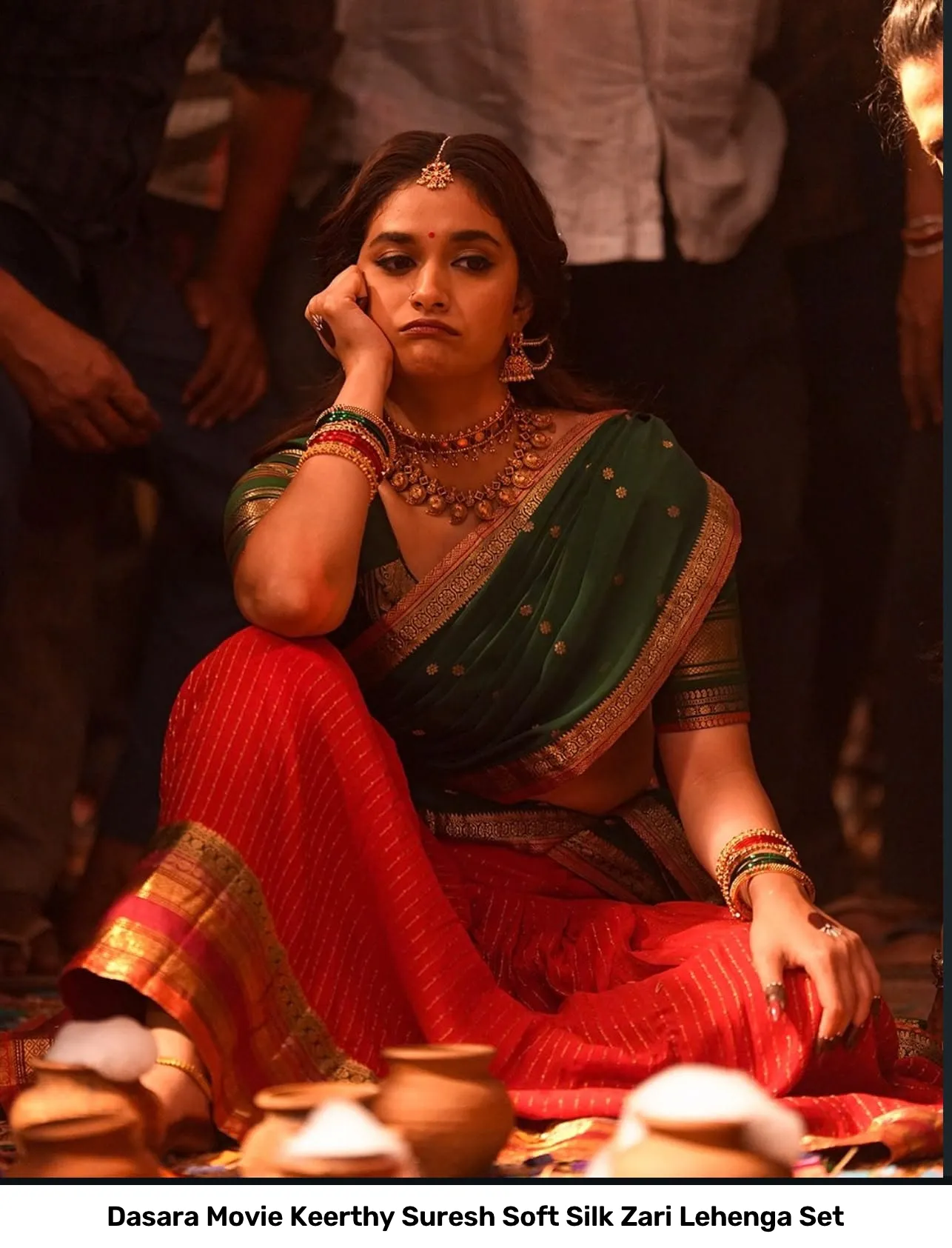 Dasara Movie Keerthy Suresh Soft Silk Zari Lehenga Set 9