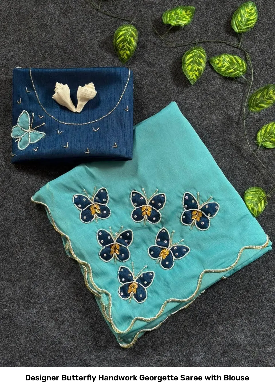 Designer Butterfly Handwork Georgette Saree with Blouse 18