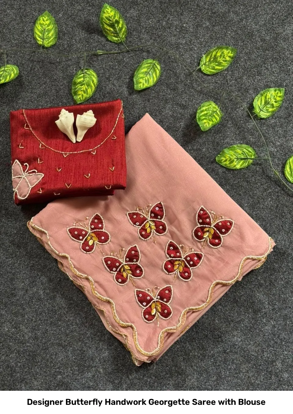 Designer Butterfly Handwork Georgette Saree with Blouse 2