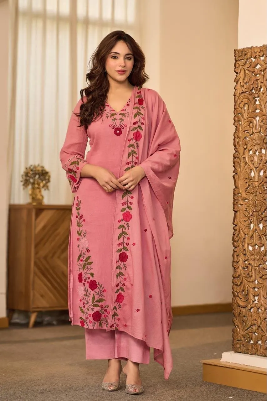 Designer Cotton Embroidered Kurta Pant Set