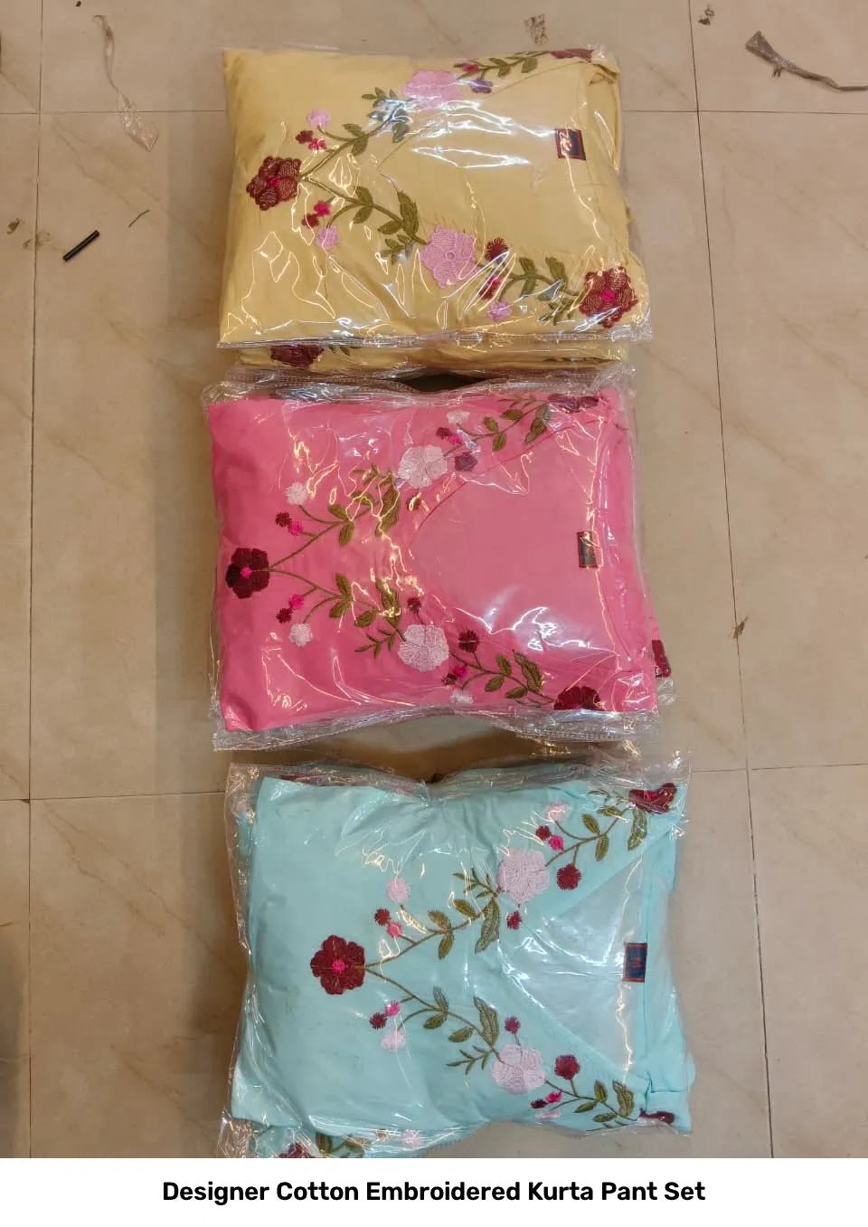 Designer Cotton Embroidered Kurta Pant Set 2