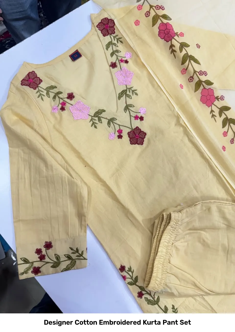 Designer Cotton Embroidered Kurta Pant Set 6