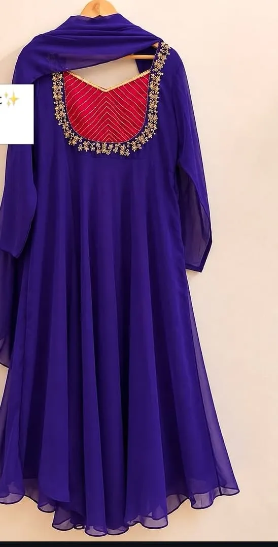 Designer Hand-Embroidered Anarkali Suit Set