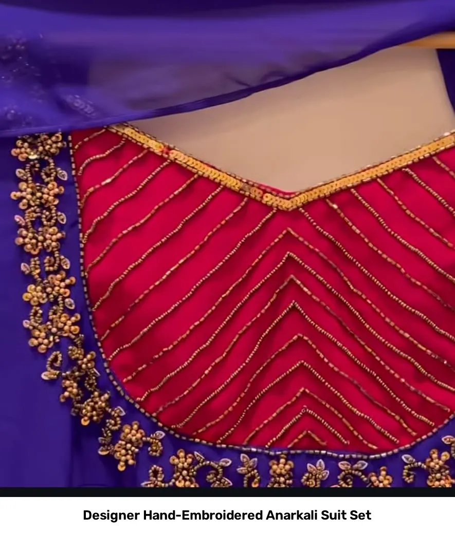 Designer Hand-Embroidered Anarkali Suit Set 4