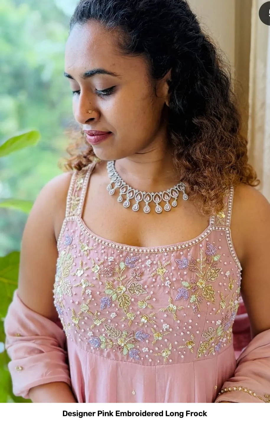 Designer Pink Embroidered Long Frock 2