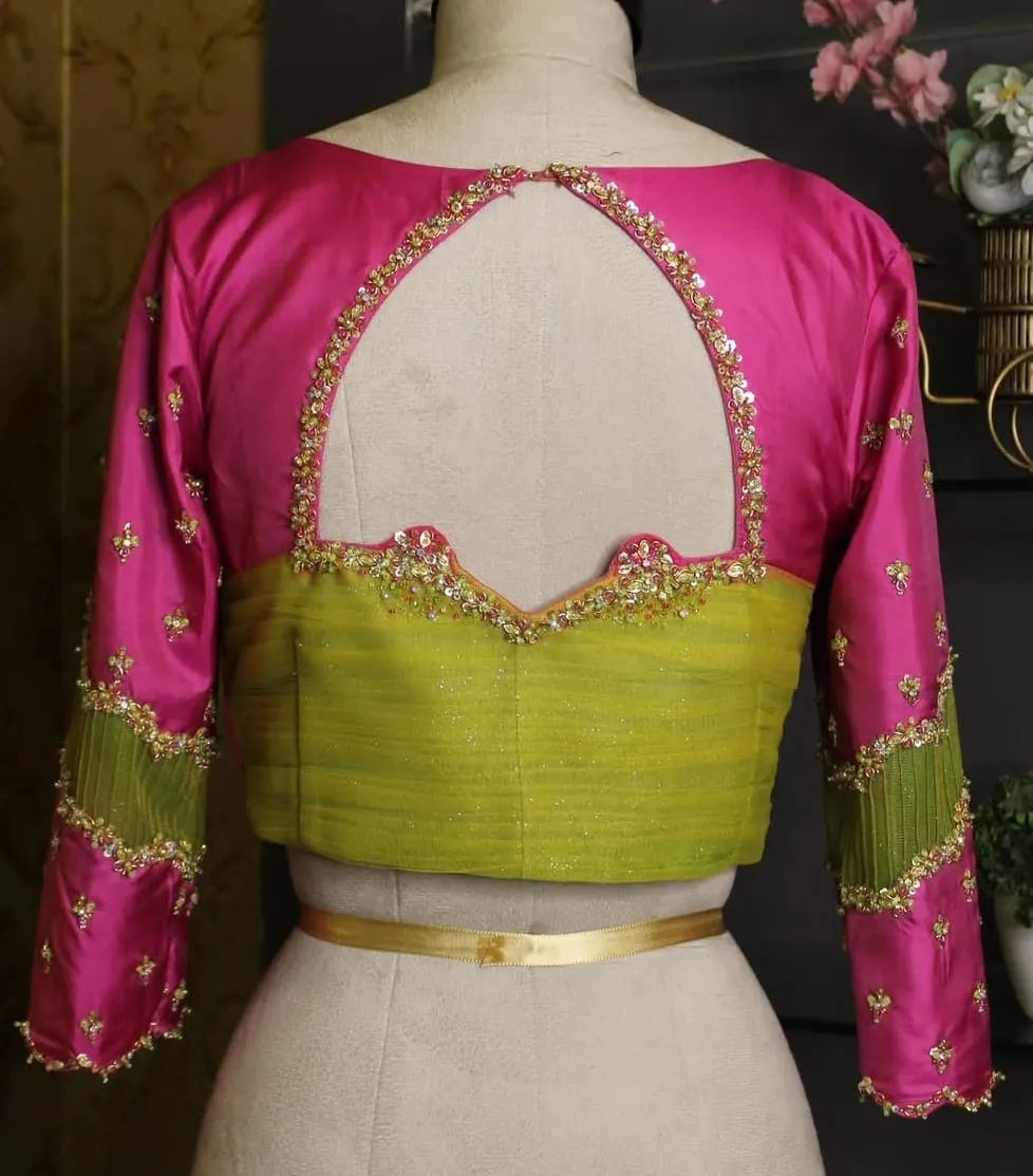 Designer Pink Silk Cutout Blouse
