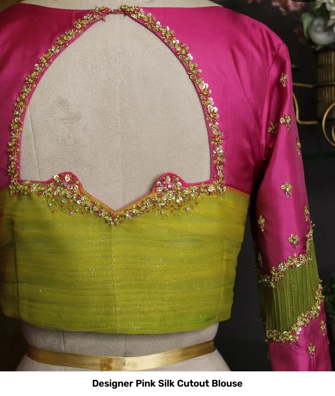 Designer Pink Silk Cutout Blouse 2