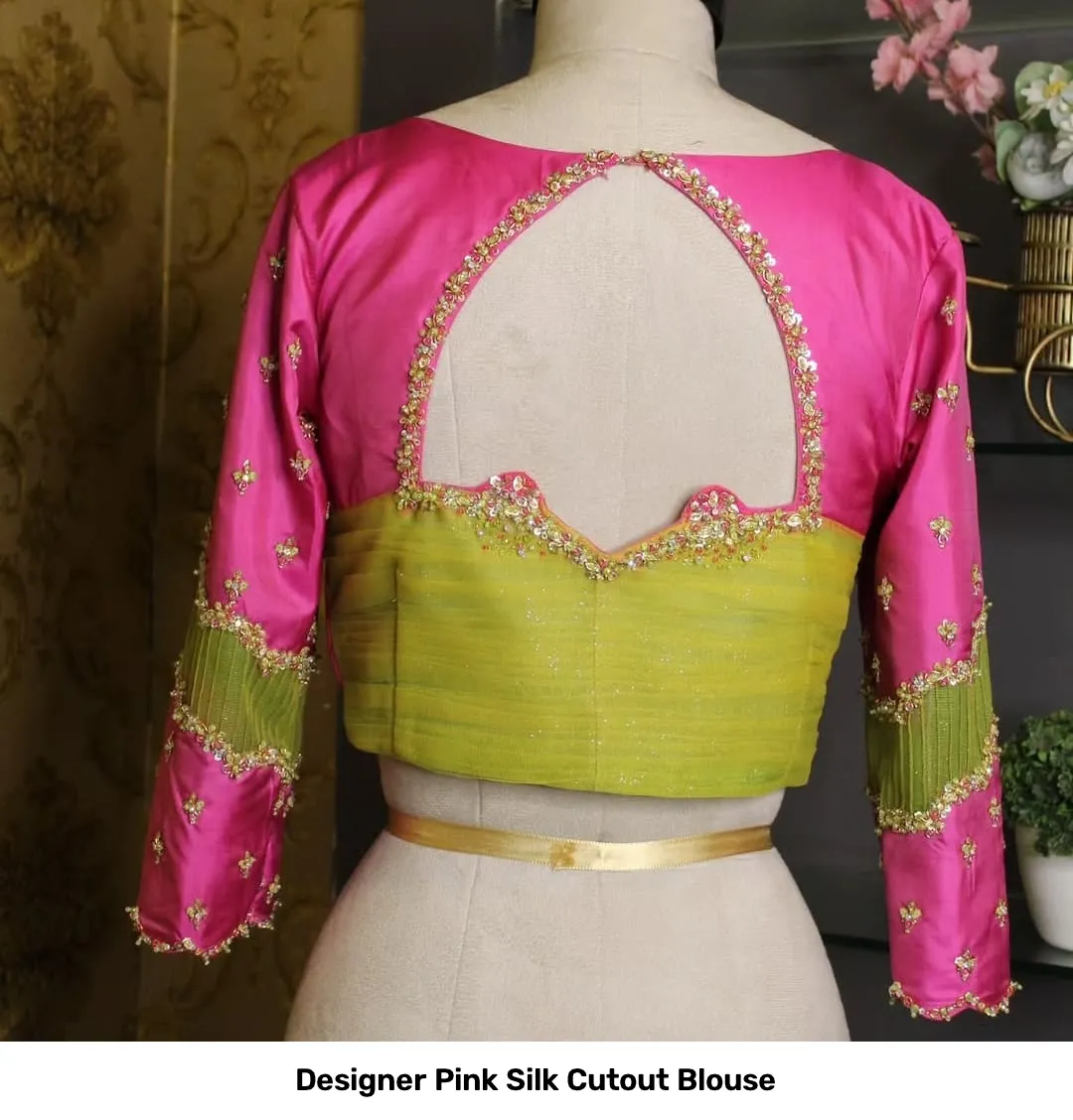 Designer Pink Silk Cutout Blouse 3