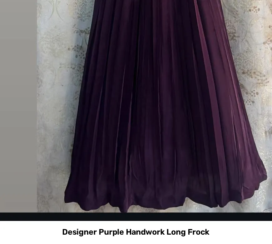 Designer Purple Handwork Long Frock 3