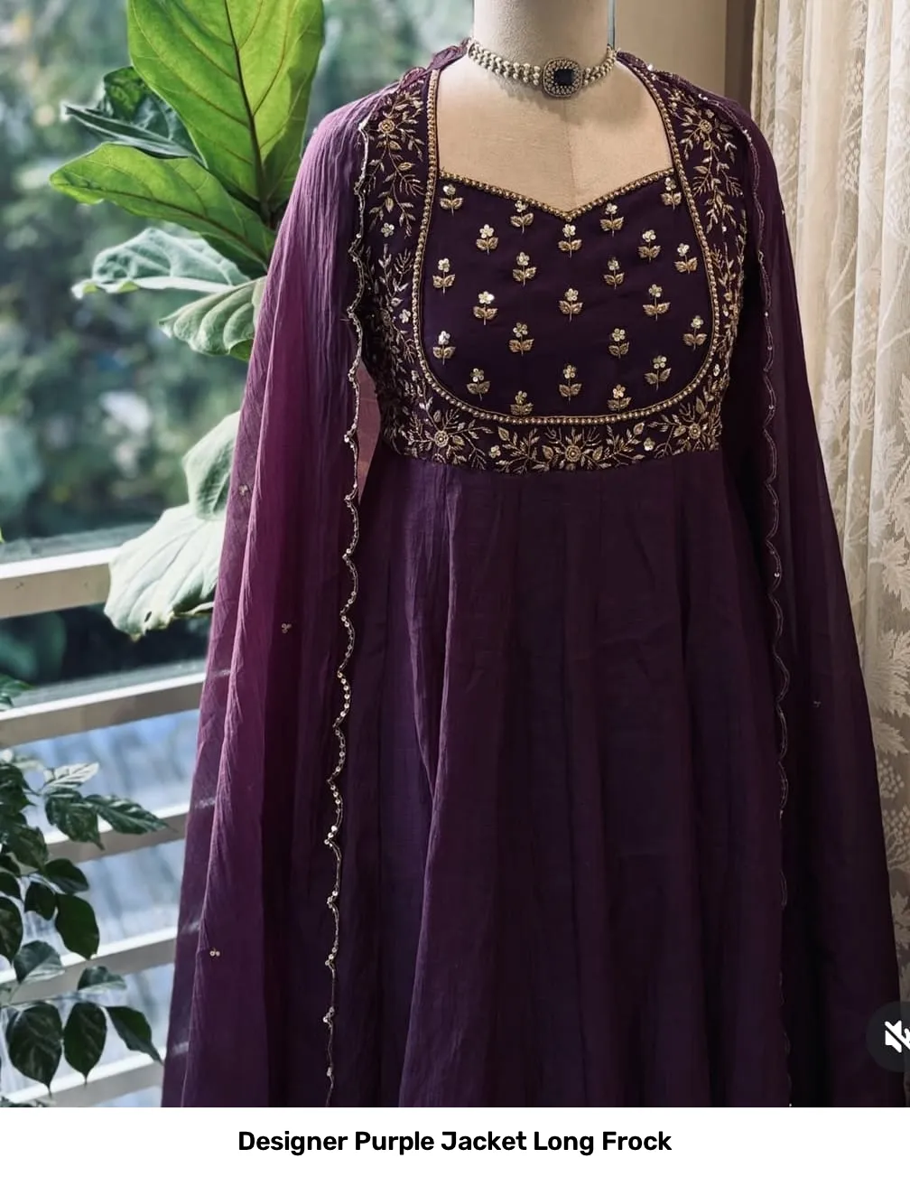 Designer Purple Jacket Long Frock 5