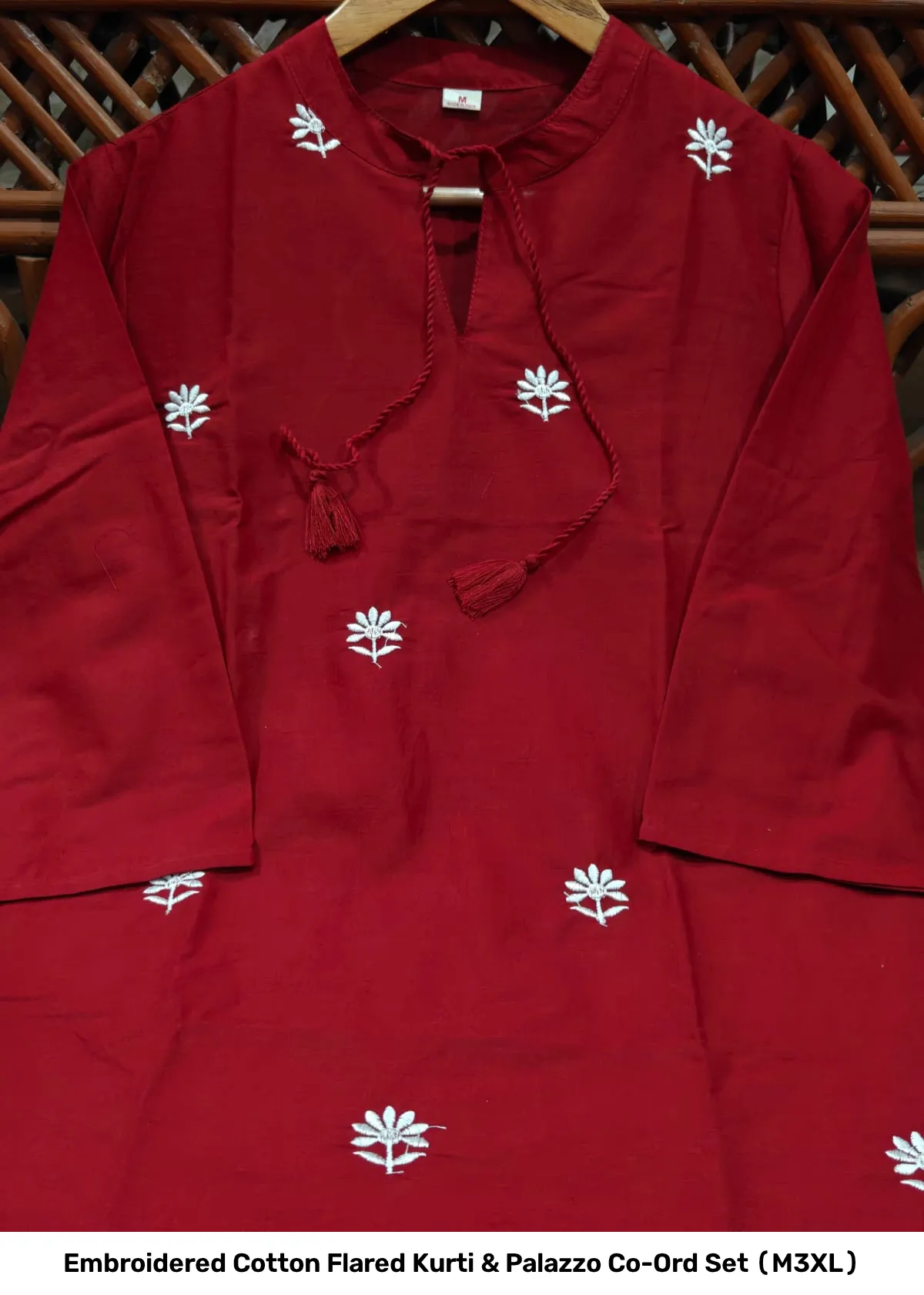 Embroidered Cotton Flared Kurti & Palazzo Co-Ord Set (M–3XL) 2