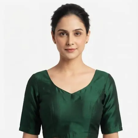 Emerald Silk V-Neck Dori Blouse