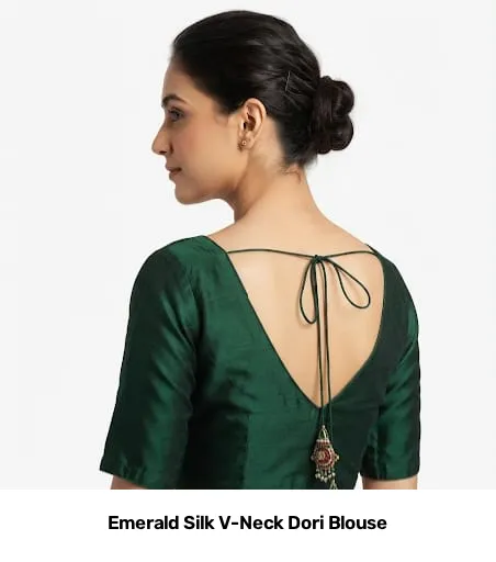 Emerald Silk V-Neck Dori Blouse 2