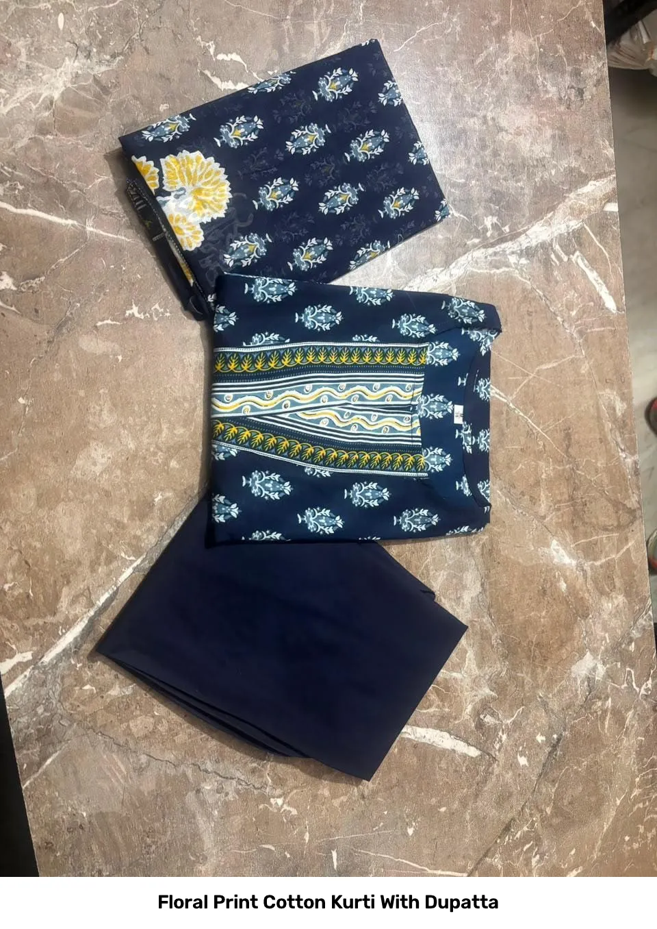 Floral Print Cotton Kurti With Dupatta 3