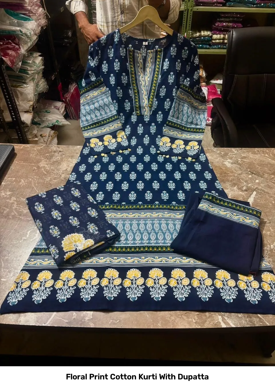 Floral Print Cotton Kurti With Dupatta 5