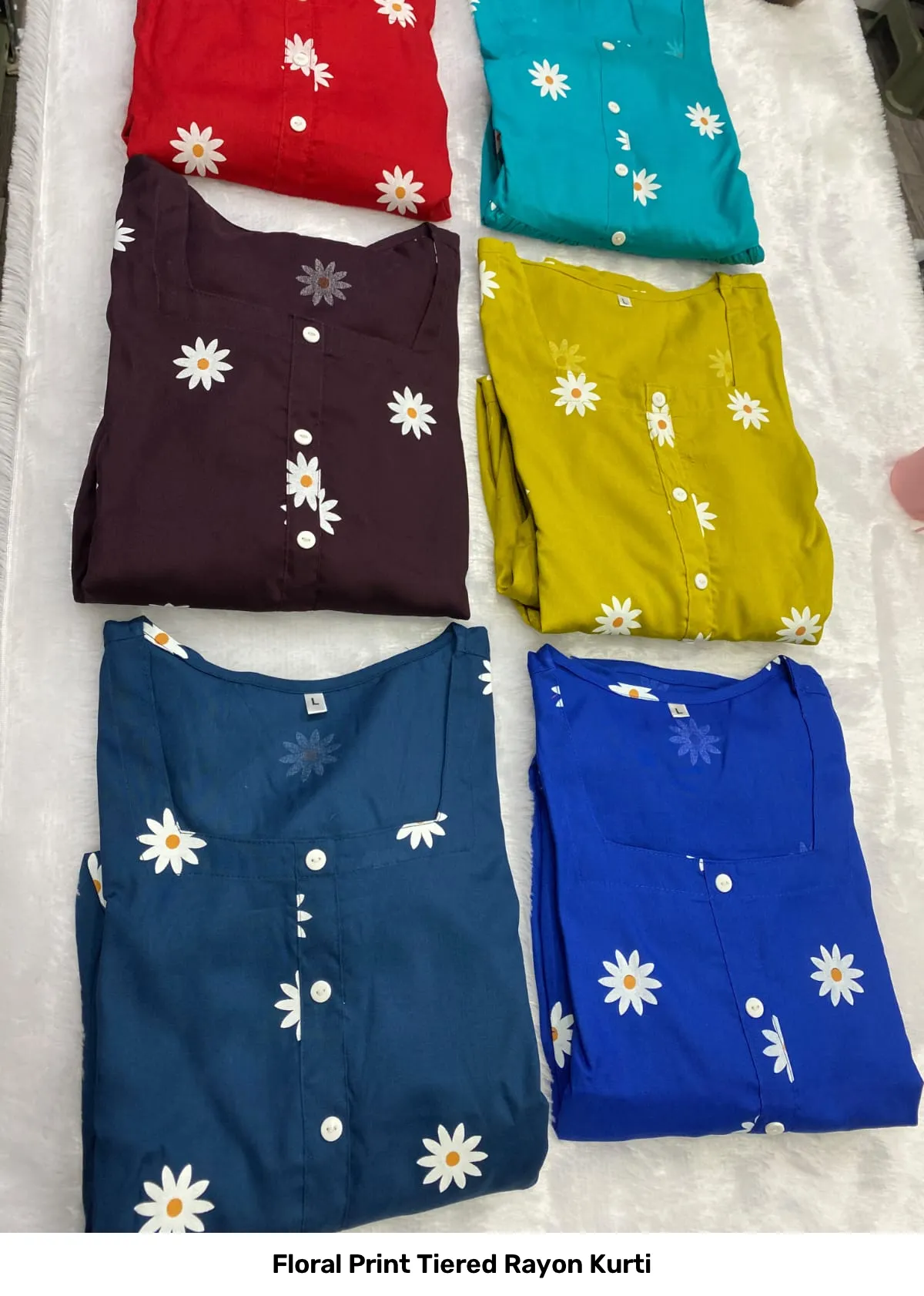 Floral Print Tiered Rayon Kurti 14