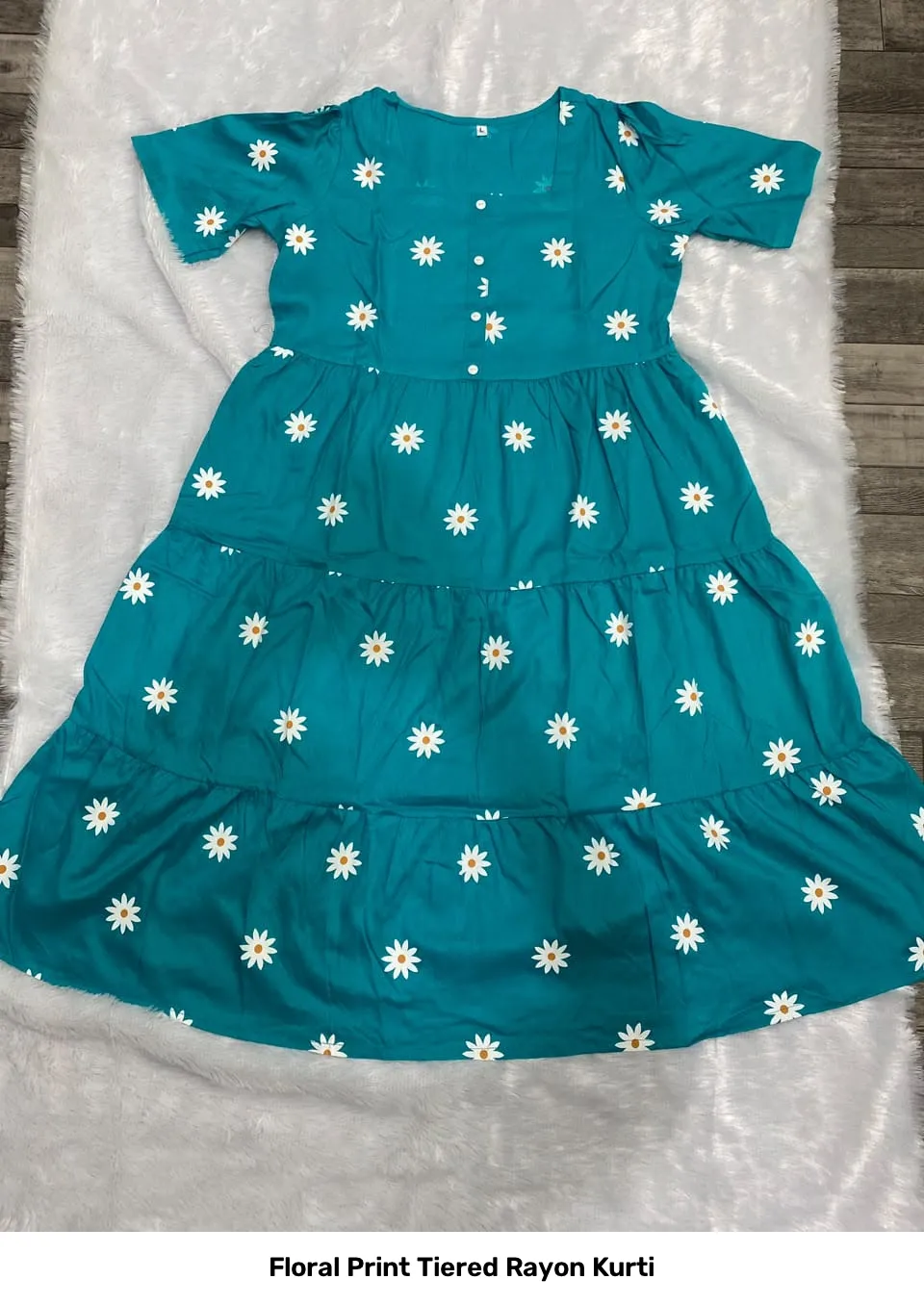 Floral Print Tiered Rayon Kurti 2