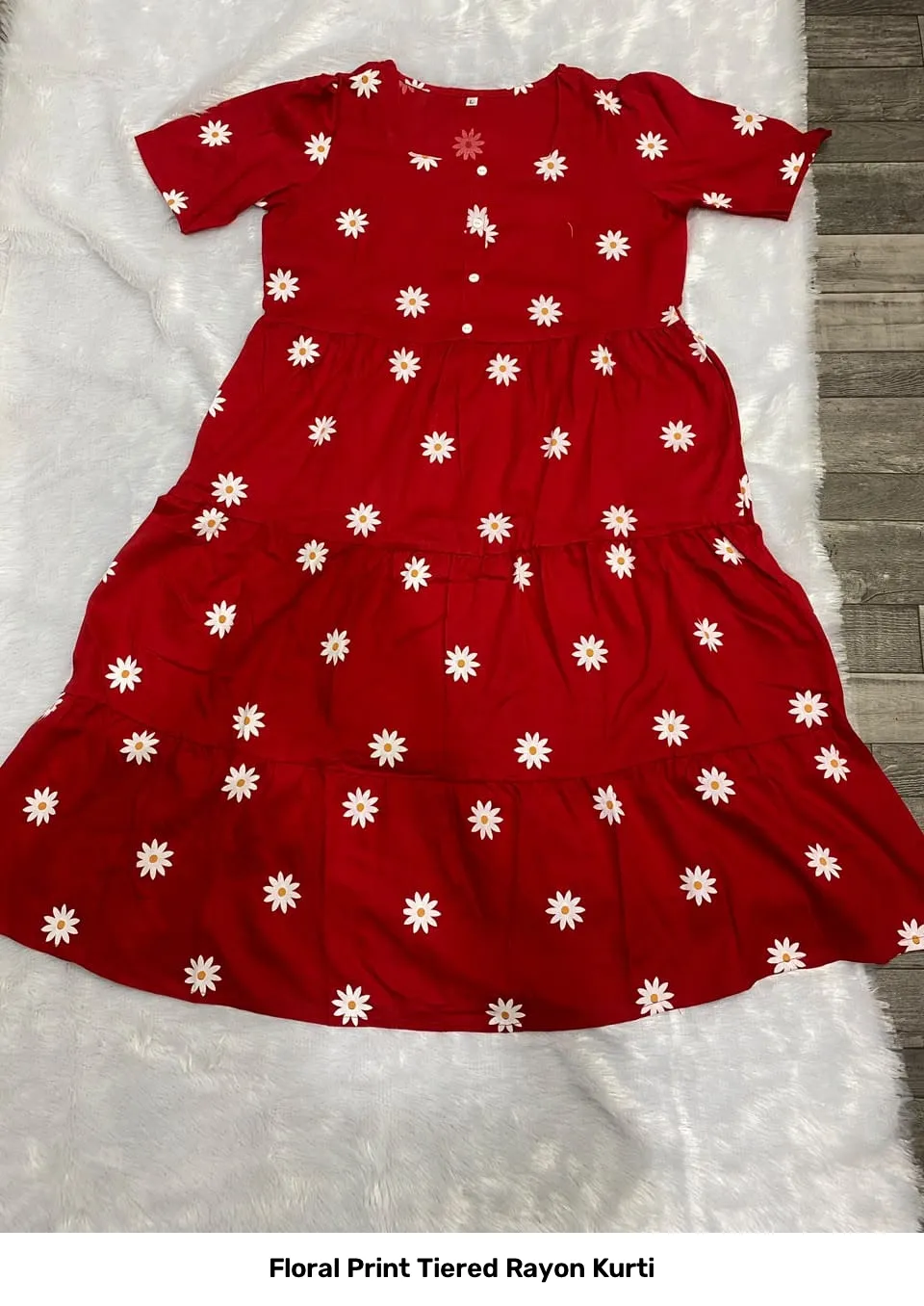 Floral Print Tiered Rayon Kurti 3