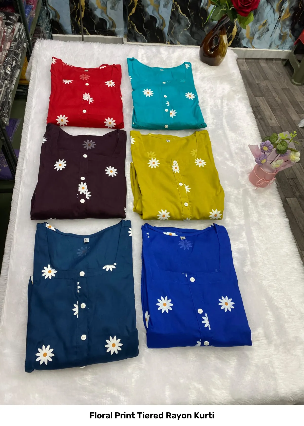Floral Print Tiered Rayon Kurti 6