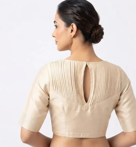 Gold Pleated Front Party Blouse
